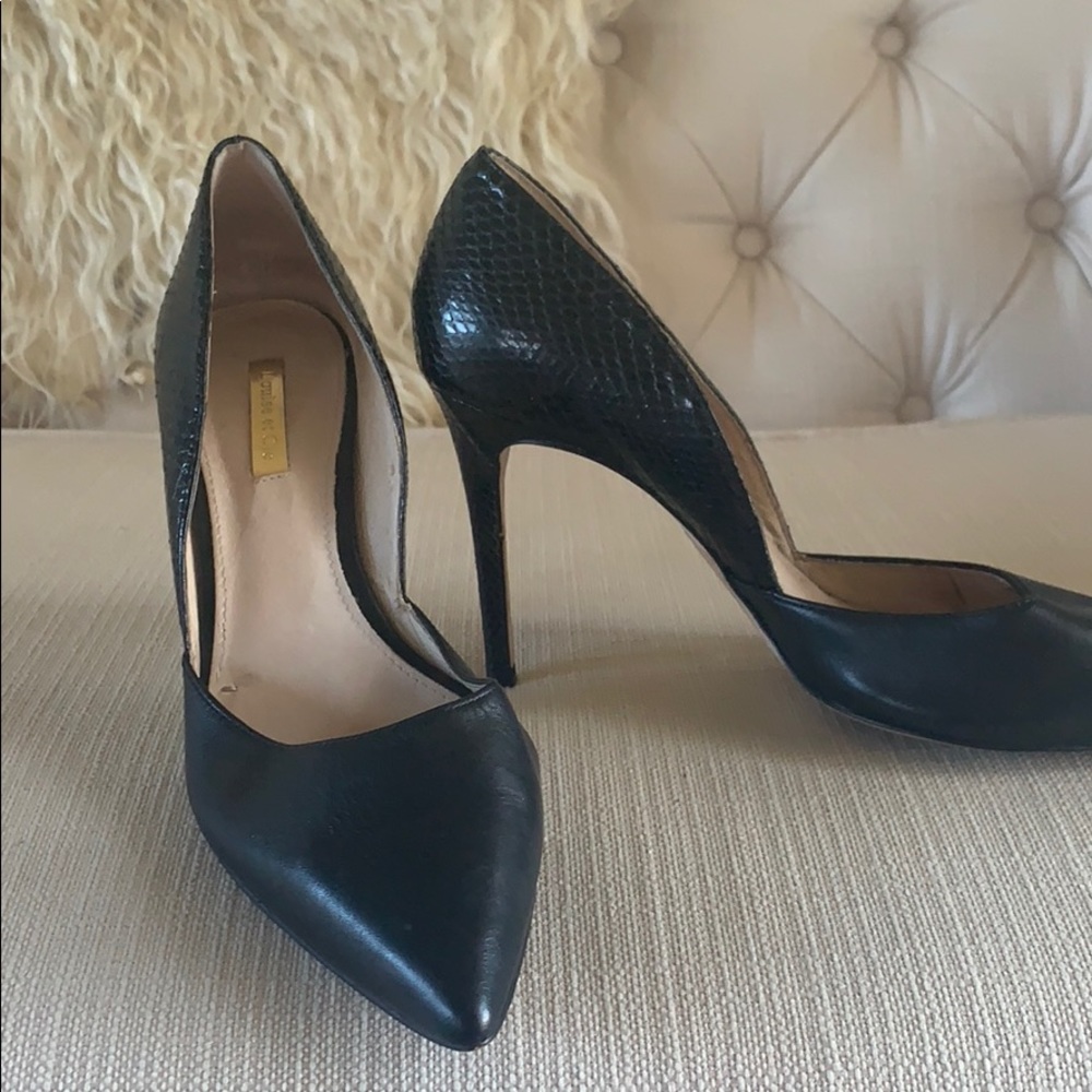 Louise et Cie- Black Stiletto Heels w/ Snakeskin